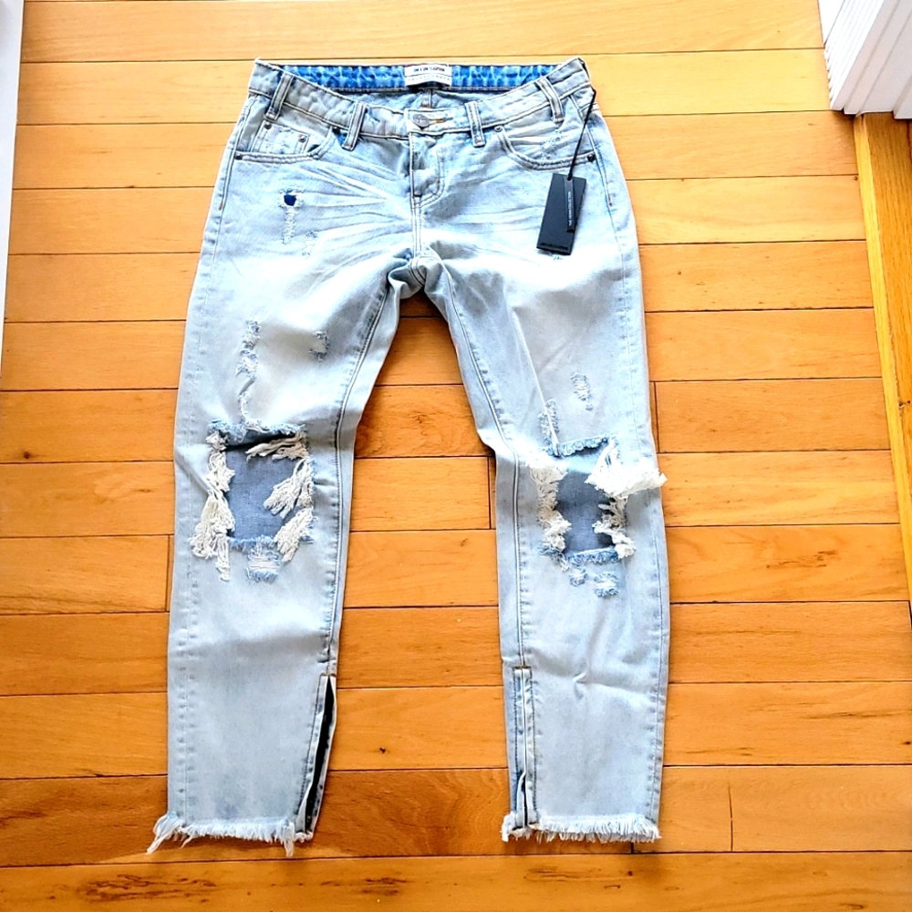 One Teaspoon Blue Hart Freebirds light wash Destructed jeans 27